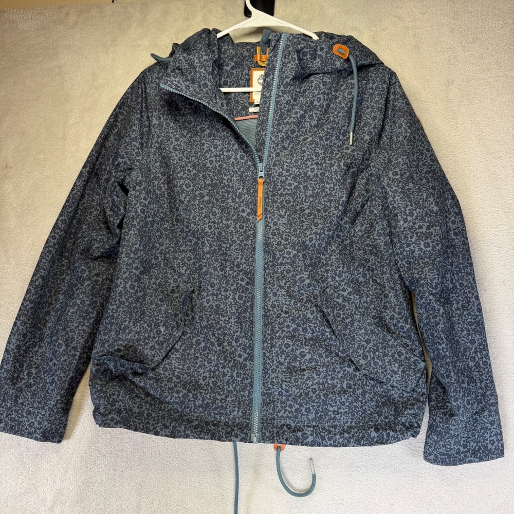 Timberland Womens Blue Floral Windbreaker Jacket Hooded M Layering System